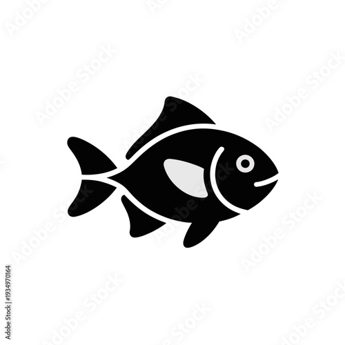 Black silhouette of a fish with white details transparent background 2