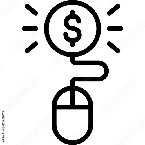 click per pay icon illustration design with outline