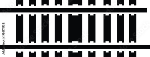 Abstract black and white graphic depicting film strips with rectangular perforations high-quality professional