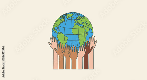 Diverse Hands Holding the Earth Together.