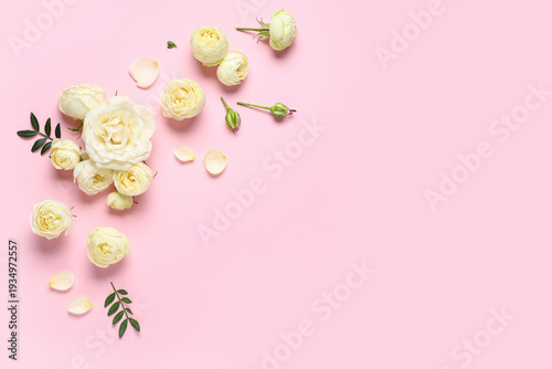 Frame made of white rose fl...