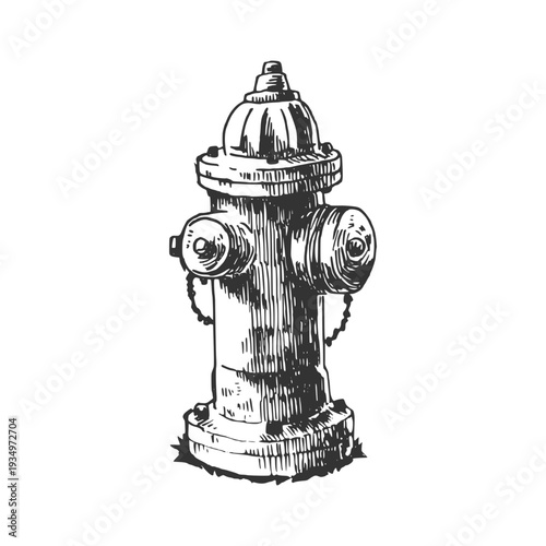 Fire hydrant illustration. Vintage sketch drawing vector.