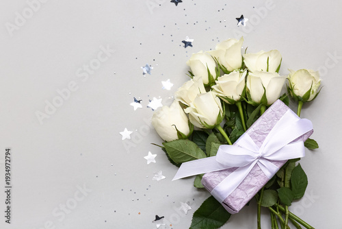 White rose flowers with gif...