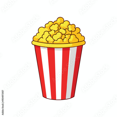 Red and White Striped Popcorn Bucket Illustration