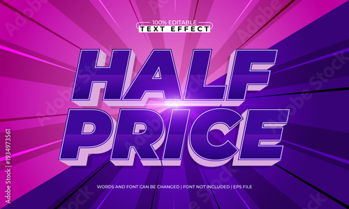 Half Price Editable Text Effect - Bold Promotional Typography for Discount and Marketing Design