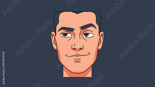 Cartoon Man Face Illustration Portrait.