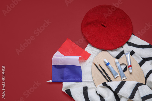 French flag with clothes an...