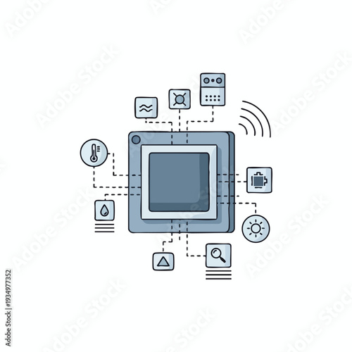 Modern Technology Device with Connectivity Icons for Digital Innovation
