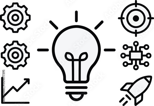 Set of 6 business innovation icons vector