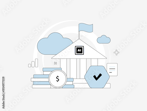 AI governance framework, ethical principles, regulatory compliance, corporate risk management. Responsible deployment, data privacy, bias mitigation and transparency guidelines. Vector illustration