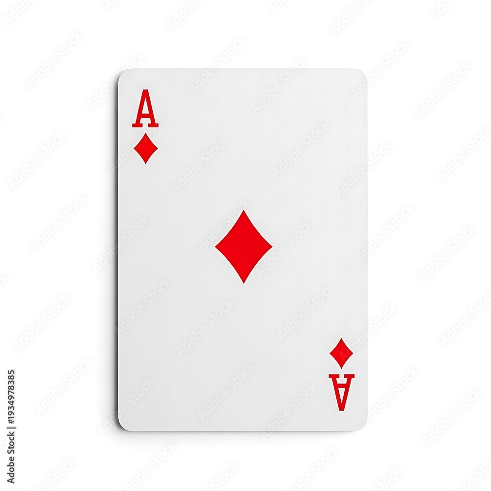 Fototapeta premium An isolated Ace of Diamonds card featuring bright red pips and a clean layout for gaming or design.
