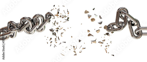 Bild auf Leinwand chain breaking in parts isolated for background - 3d rendering