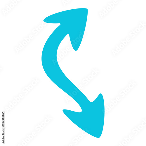 Vertical S-Curve Solid Cyan Arrow