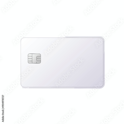 Close up of a white credit card with digital chip on a clean background