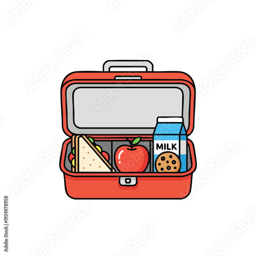 Colorful Packed Lunchbox with Sandwich Fruit and Snacks for Kids or Office