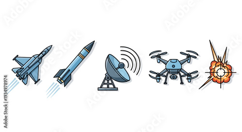 Military aircraft and drones with satellite communication.