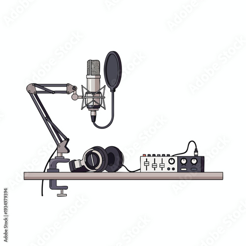 Professional Microphone Setup for Studio Recording and Podcasting