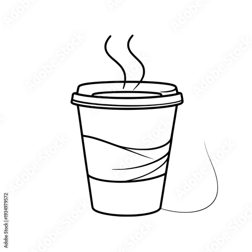 Simple line drawing of a steaming hot beverage in a disposable cup.