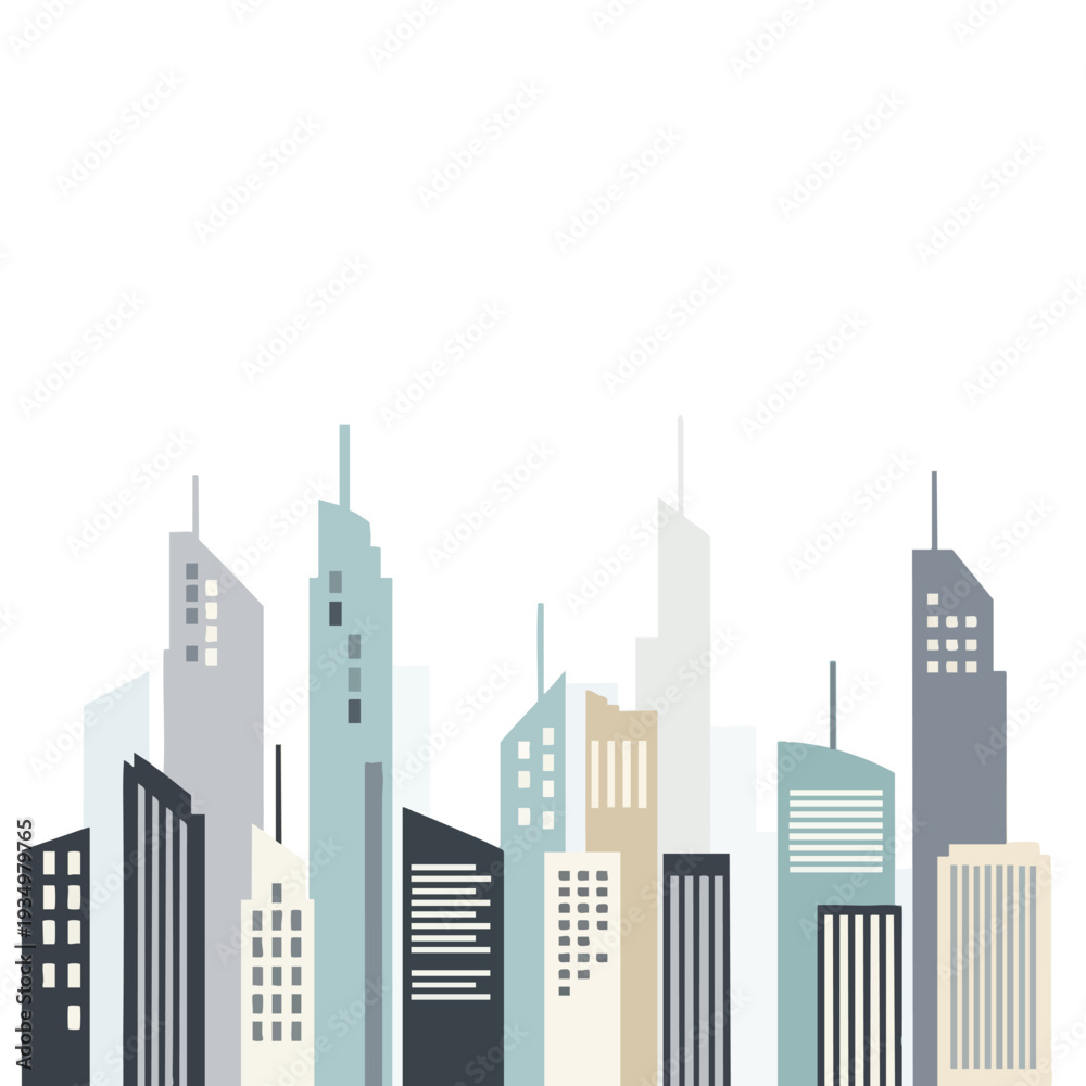 Fototapeta premium Modern City Skyline with Tall Skyscrapers and Urban Infrastructure