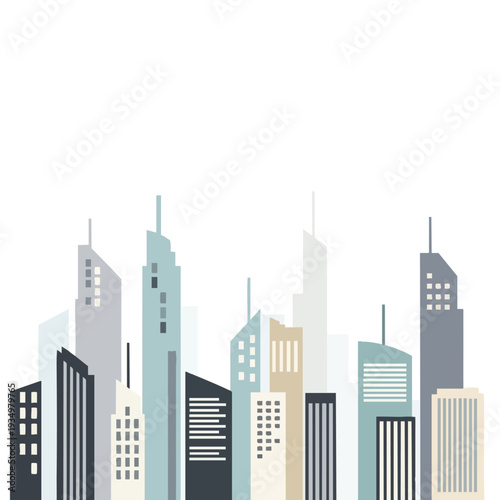 Modern City Skyline with Tall Skyscrapers and Urban Infrastructure
