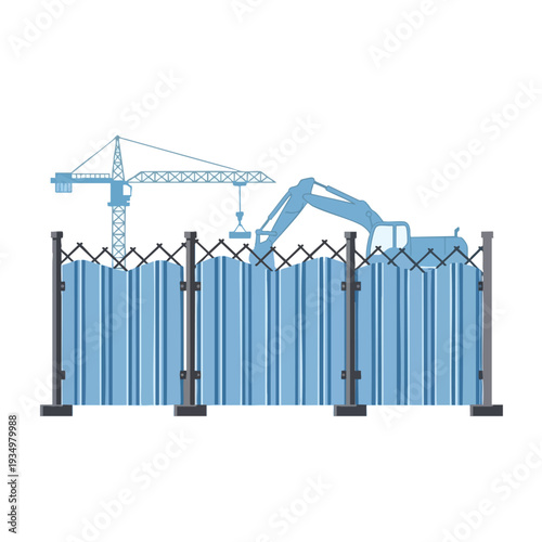 Construction Site with Crane and Fencing for Building Projects