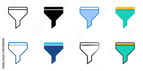 Filtering icons set multiple style collection. Editable stroke 
