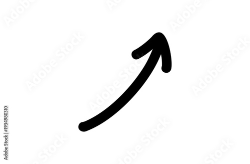 手書きペン風矢印イラスト 右上カーブ上向き
