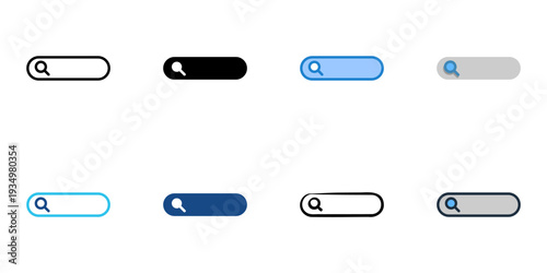 Search bar icons set multiple style collection. Editable stroke 
