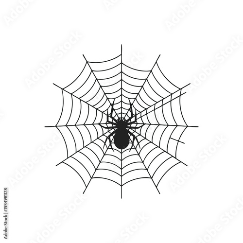 Black Spider in Web Illustration