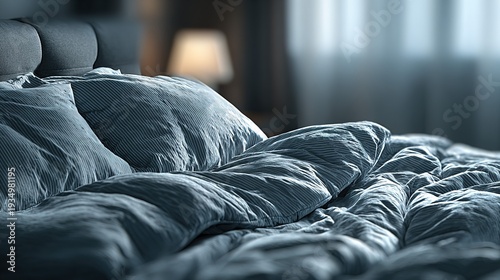 Wrinkled bedsheets creating cozy textured effect for rest