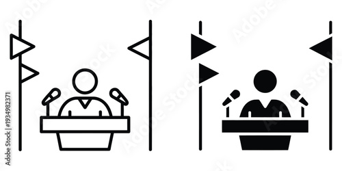 Mayor icon, vector illustration with stroke and fill on a white background, representing local government leadership