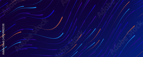 Digital Data Flow Vector Background. Big Data Technology Lines. 5G Wireless Data Transmission. High Speed of Light Trails. Information Flow in Virtual Reality Cyberspace. Vector Illustration.