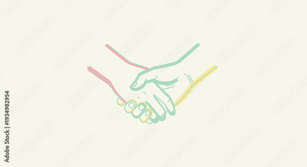 Obraz premium Hand Drawn Illustration of Handshake Gesture.