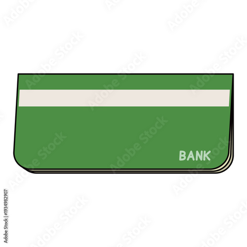 緑色の銀行通帳のシンプルなイラスト