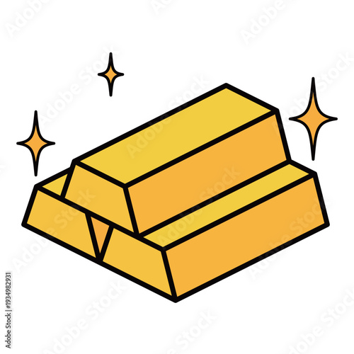 	積み上げられた3本の金塊・ゴールドバーのイラスト