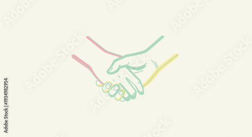 Hand Drawn Illustration of Handshake Gesture.