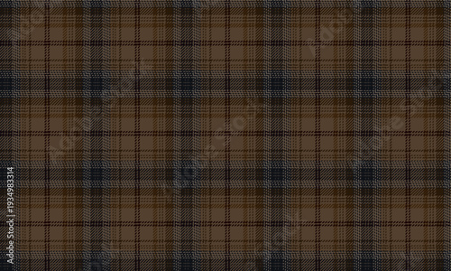 Seamless plaid fabric in brown and navy blue, ideal for fashion design such as shirts, jackets, and skirts, as well as textiles and packaging. Versatile in its applications.