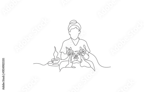 continuous line drawing, one line art, esthetician, facial treatment, skincare, beauty salon