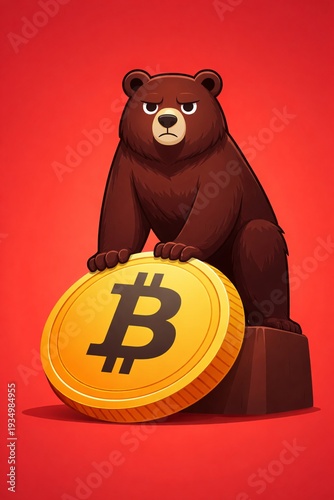 Bear Market Dominance Over Bitcoin Cryptocurrency Illustration for Financial Media