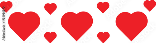 A collection of red hearts on a white background