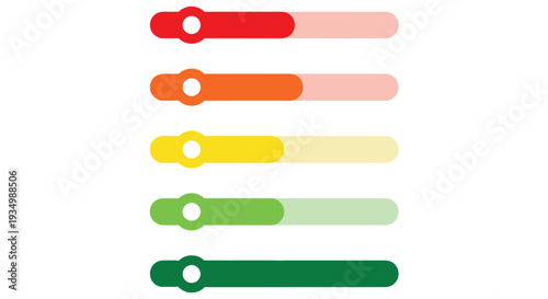Colorful vector graphic illustration of modern UI toggle switch elements with gradient fill options