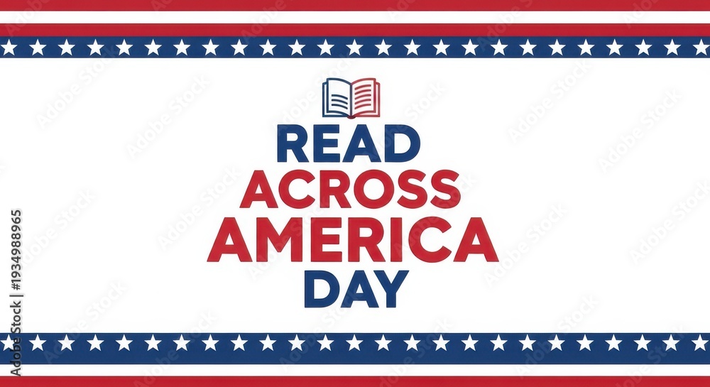 Obraz premium Read across america day celebration with patriotic border and text