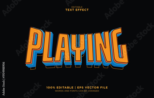 Editable vector text effect with playing words on a black background