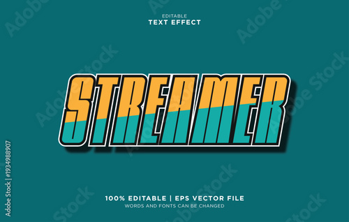 Streamer editable text effect with vector graphic on a digital background