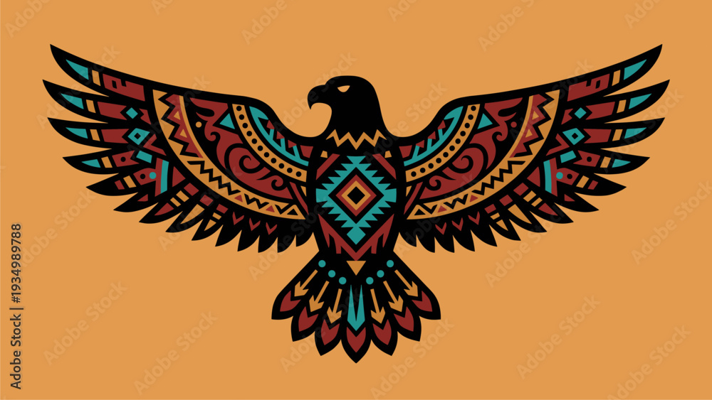 Fototapeta premium Tribal Eagle Art Graphic - Native American Inspired Design for Commercial Use