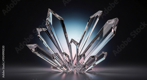 Stunning crystal shards radiating from central point in dark space