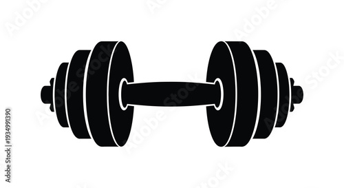 A stark black silhouette of a weightlifting barbell showcasing strength and fitness equipment silhouette high quality professional detailed