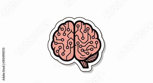 Human brain with circuit board lines vector, digital intelligence symbol.