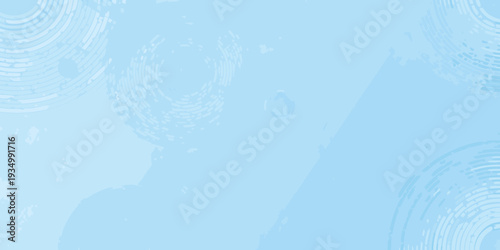 Abstract pale blue background with concentric circles and blurred figures