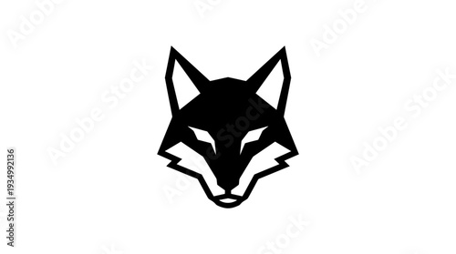 Minimalist flat black icon of a stylized fox head, representing a mask wallet or a digital identity symbol, with sharp geometric lines and a modern aesthetic.
